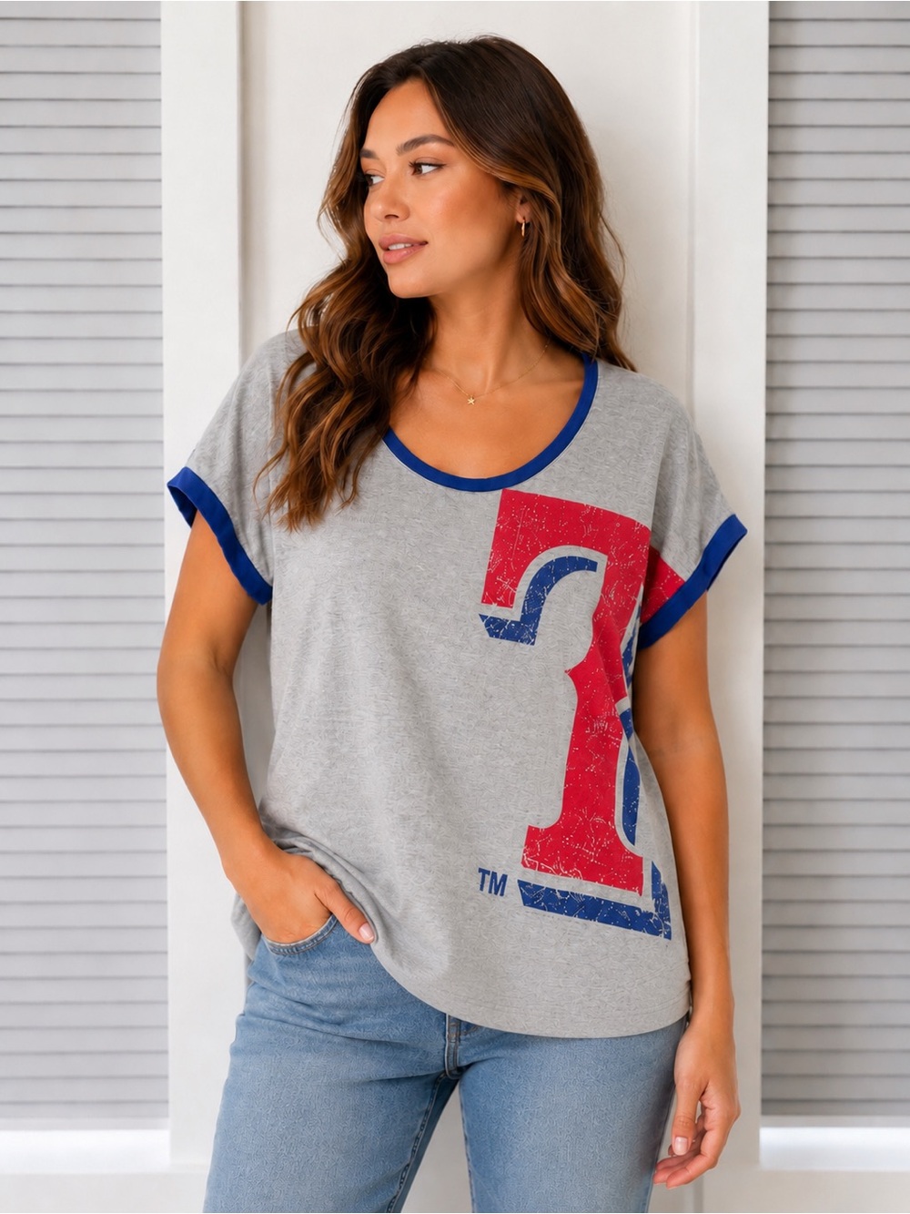 Genuine Merchandise Texas Rangers MLB Royal Blue Tee with Red & White Logo